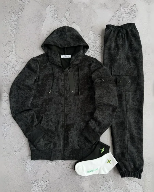 Костюм Stone Island зіп-худі та штани чорний