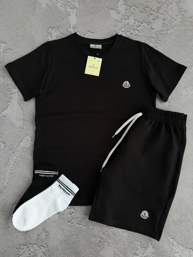 Набір Moncler футболка та шорти чорний