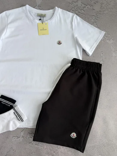 Набір Moncler футболка та шорти білий/чорний фото 2