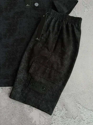 Набір Stone Island футболка та шорти чорний фото 8