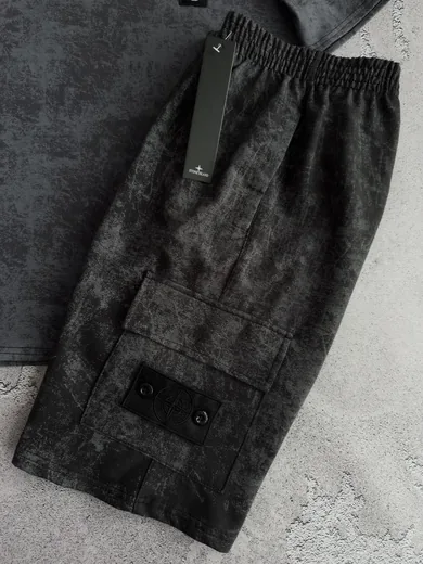 Набір Stone Island футболка та шорти графітовий фото 10