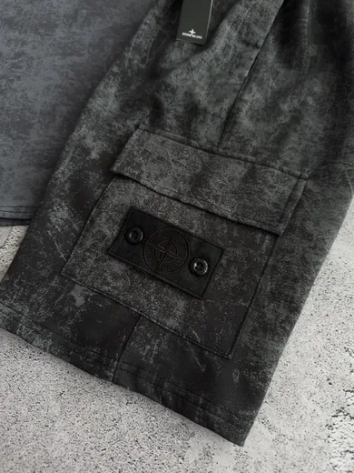 Набір Stone Island футболка та шорти графітовий фото 8