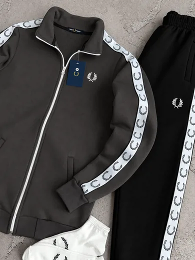 Набір Fred Perry зима кофта графітова та штани чорні фото 3