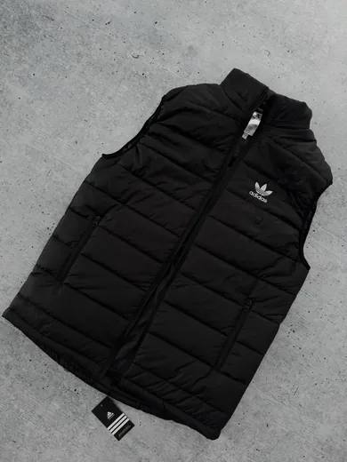 Жилет Adidas чорний — складова набору Набір Adidas жилет зіп-худі та штани з лампасами чорний