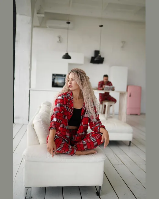 Піжама клітинка червоно-біла фото 4