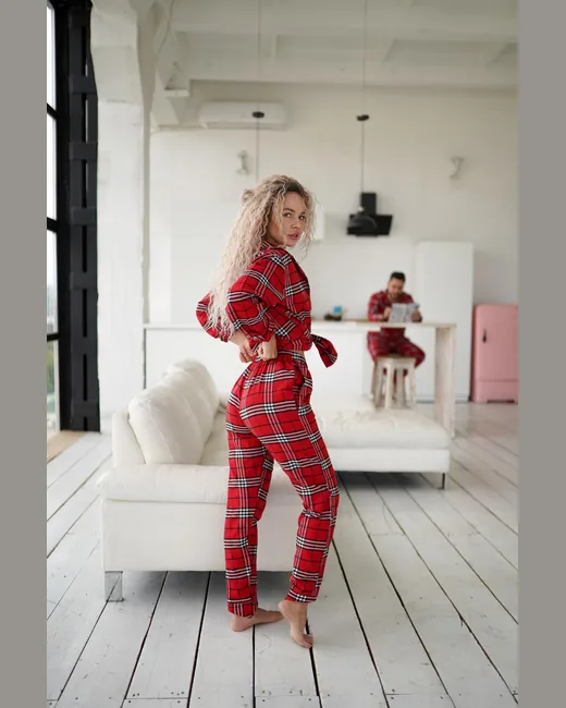 Піжама клітинка червоно-біла фото 5