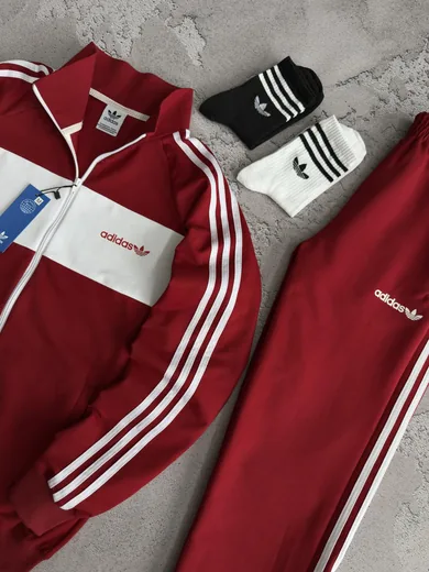 Костюм Adidas кофта та штани червоний фото 2